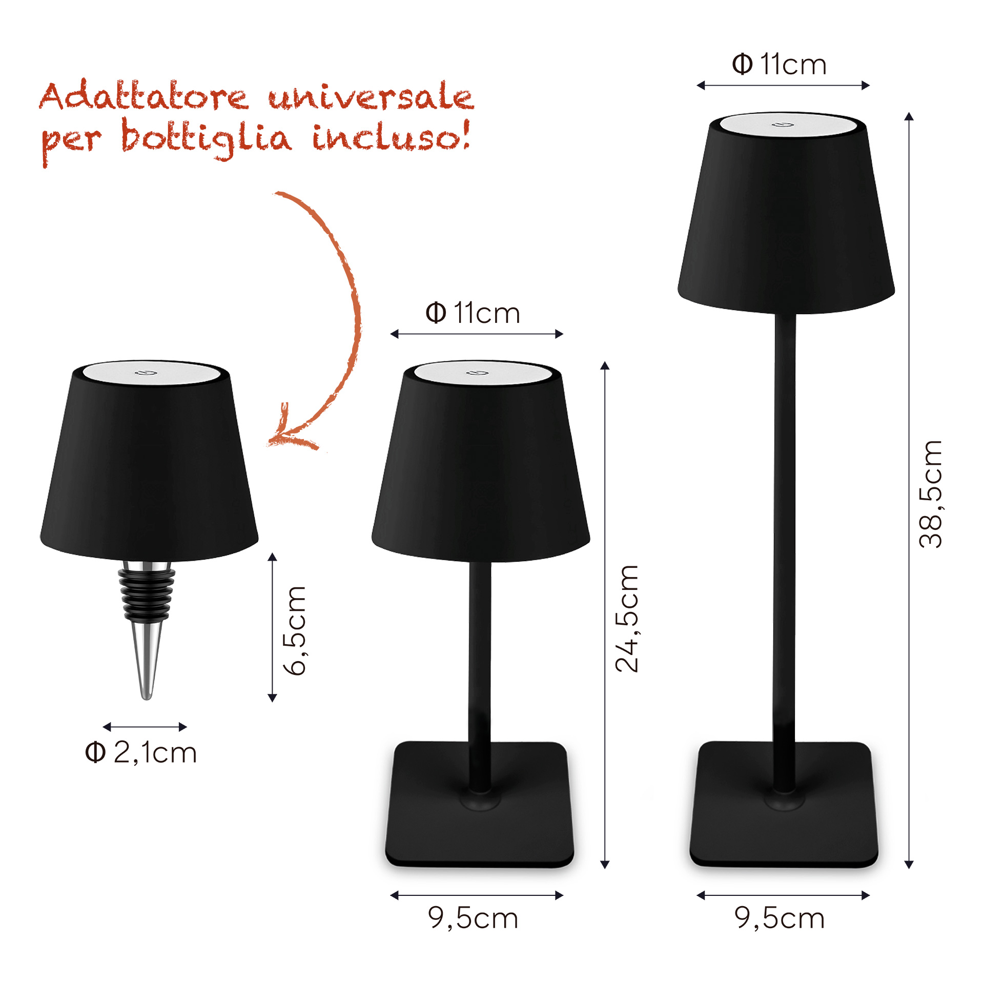 The Steel Lamp Nero - Altezza regolabile