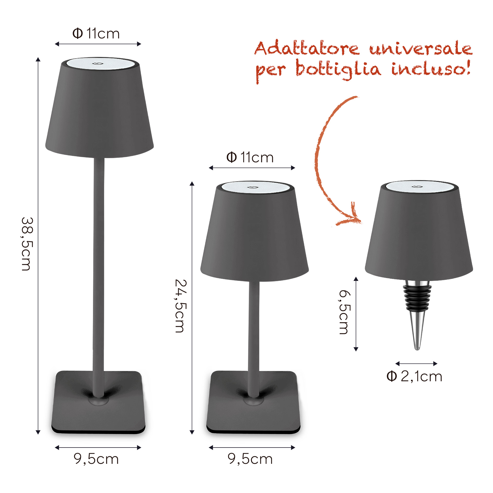 The Steel Lamp Grigio - Altezza regolabile